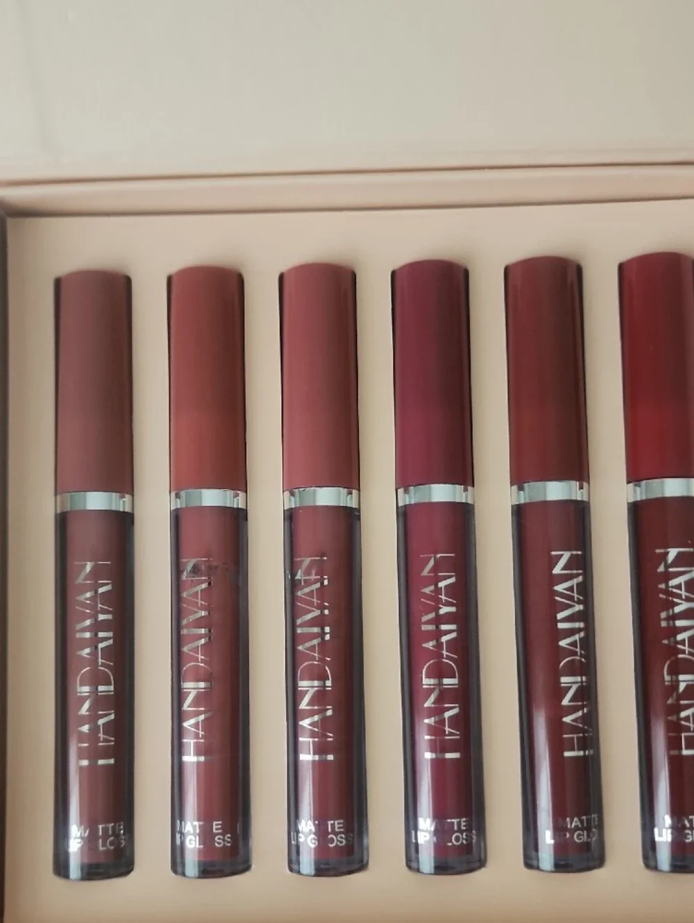 Matte Liquid Lipstick Set — Warm Pink & Red Neutrals; Set of 5.